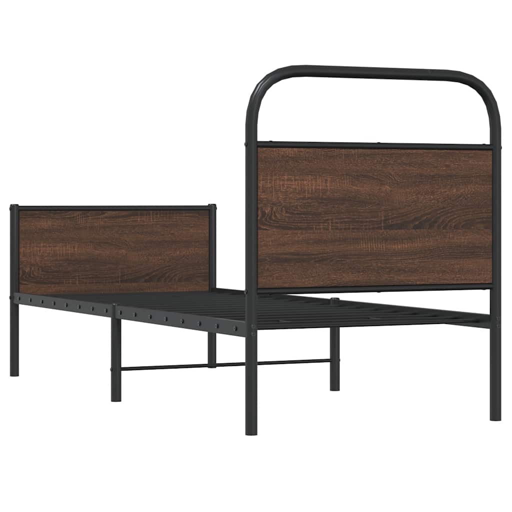 Bed Frame without Mattress 80x200 cm Brown Oak Engineered Wood