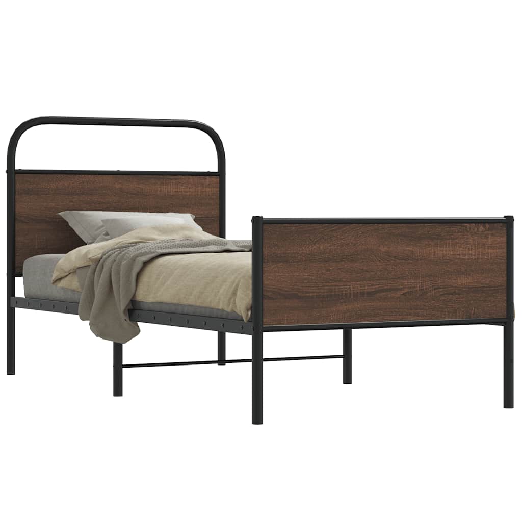 Bed Frame without Mattress 90x200 cm Brown Oak Engineered Wood