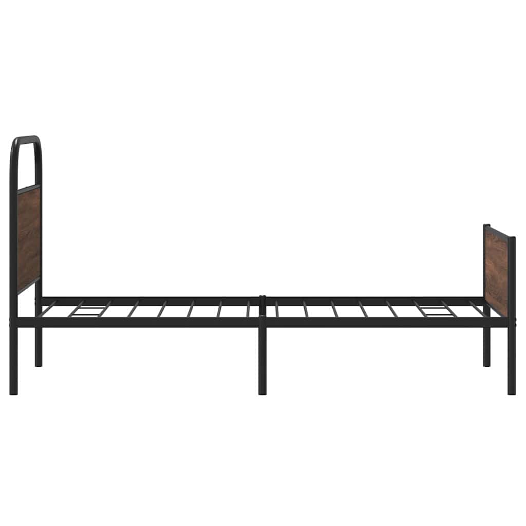 Bed Frame without Mattress 100x190 cm Brown Oak Engineered Wood