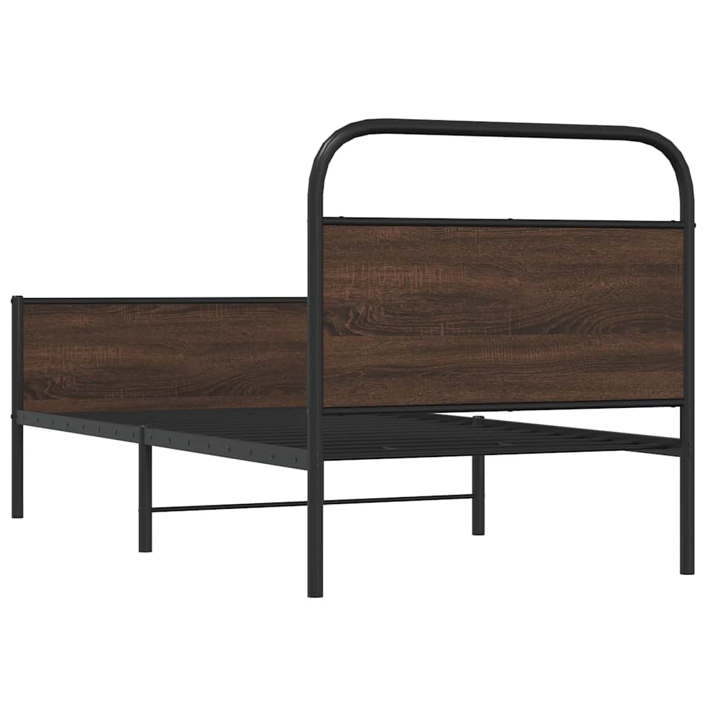 Bed Frame without Mattress 100x190 cm Brown Oak Engineered Wood