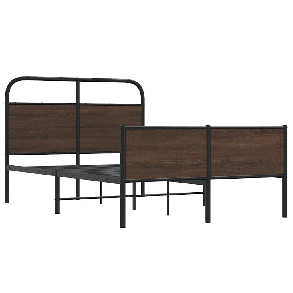 Bed Frame without Mattress 140x200 cm Brown Oak Engineered Wood