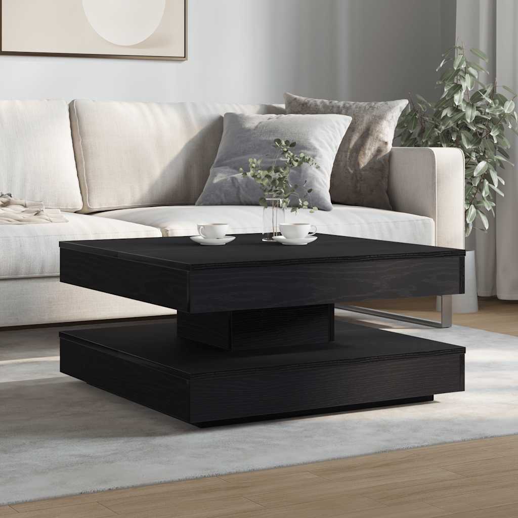 Coffee Table 360-Degree Rotatable Black 70x70x34.5 cm