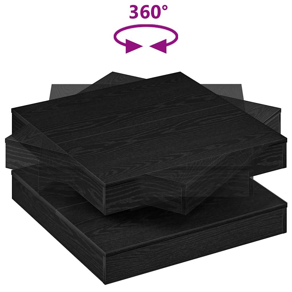 Coffee Table 360-Degree Rotatable Black 70x70x34.5 cm