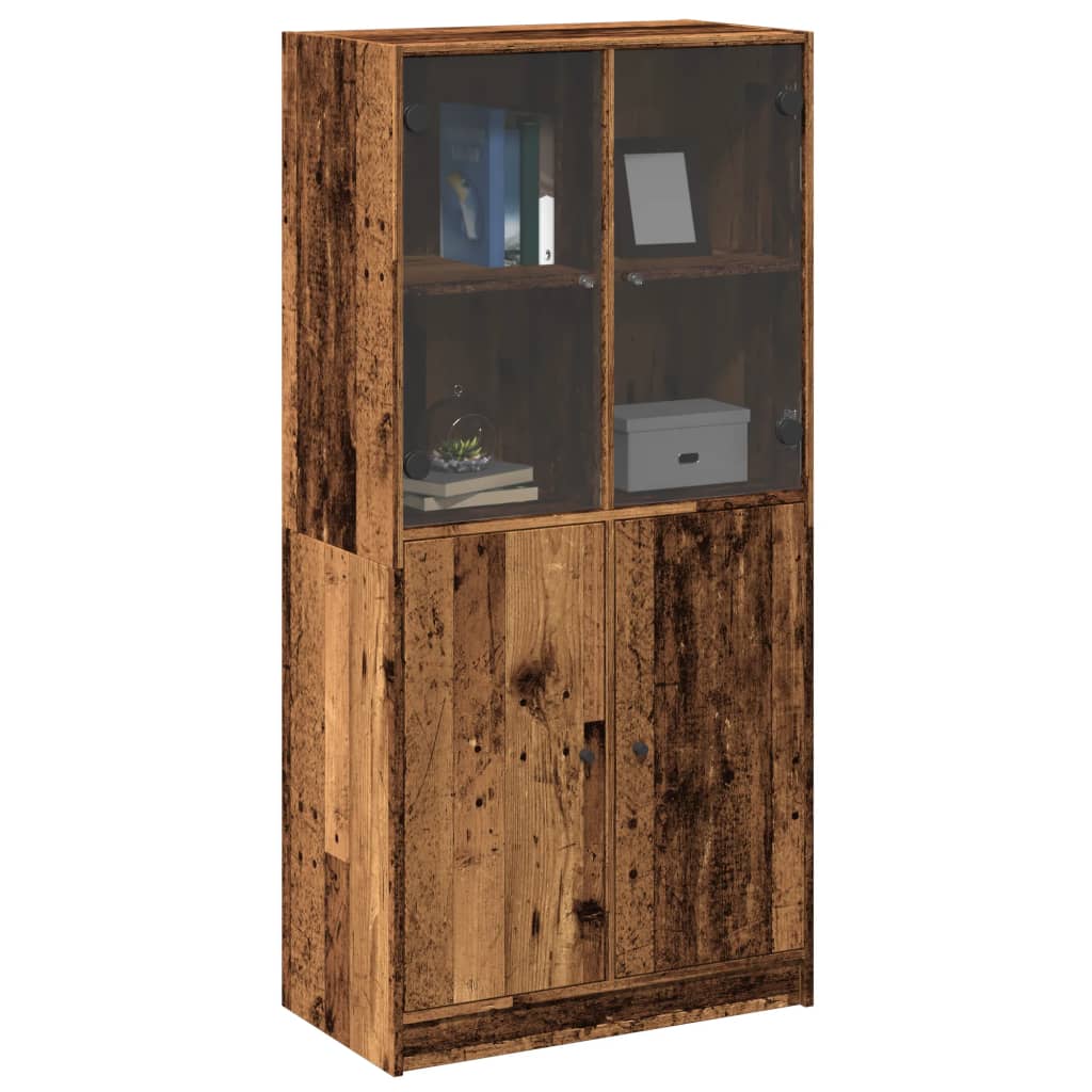 Highboard with Doors Old Wood 68x37x142 cm Engineered Wood