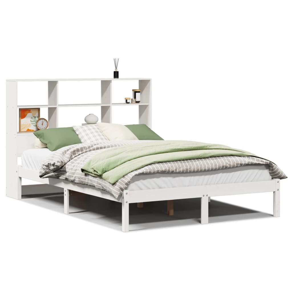 Bookcase Bed without Mattress White 120x190 cm Small Double Solid Wood Pine