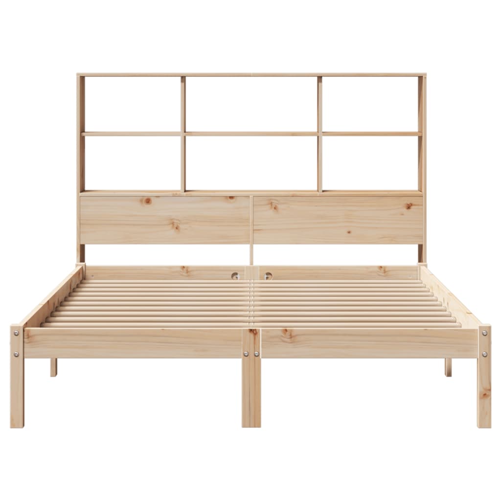 Bookcase Bed without Mattress 140x190 cm Solid Wood Pine