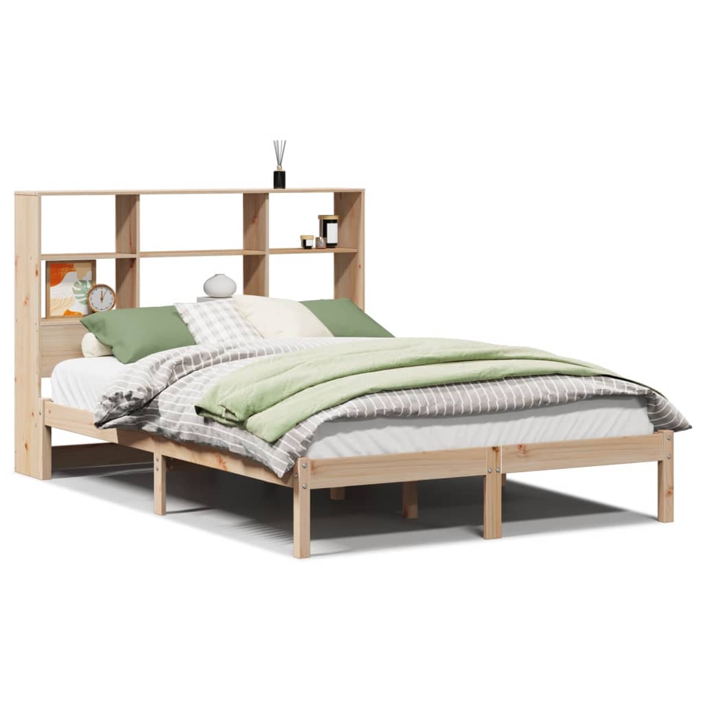 Bookcase Bed without Mattress 140x200 cm Solid Wood Pine