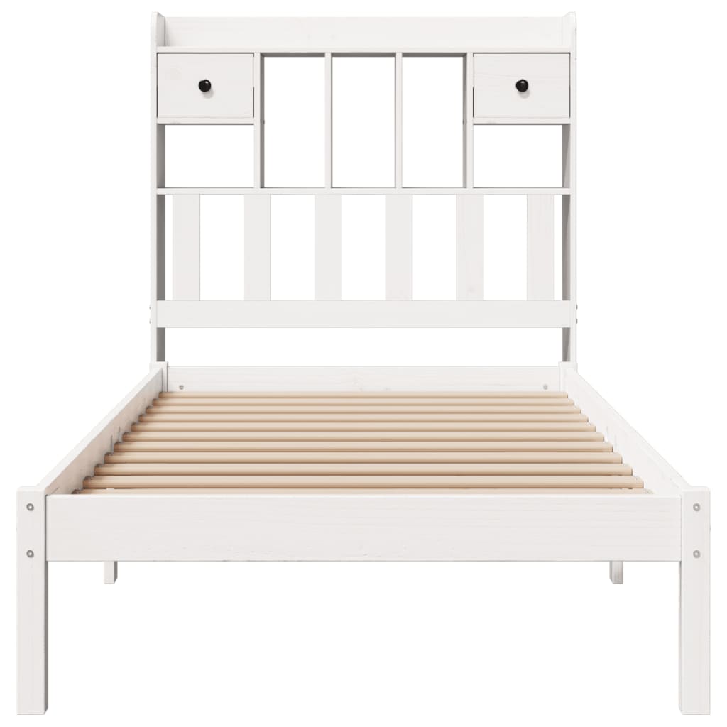 Bookcase Bed without Mattress White 90x190 cm Single Solid Wood Pine
