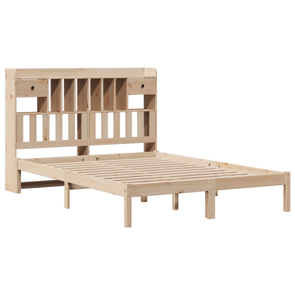 Bookcase Bed without Mattress 140x190 cm Solid Wood Pine