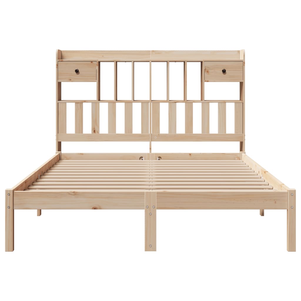 Bookcase Bed without Mattress 140x190 cm Solid Wood Pine