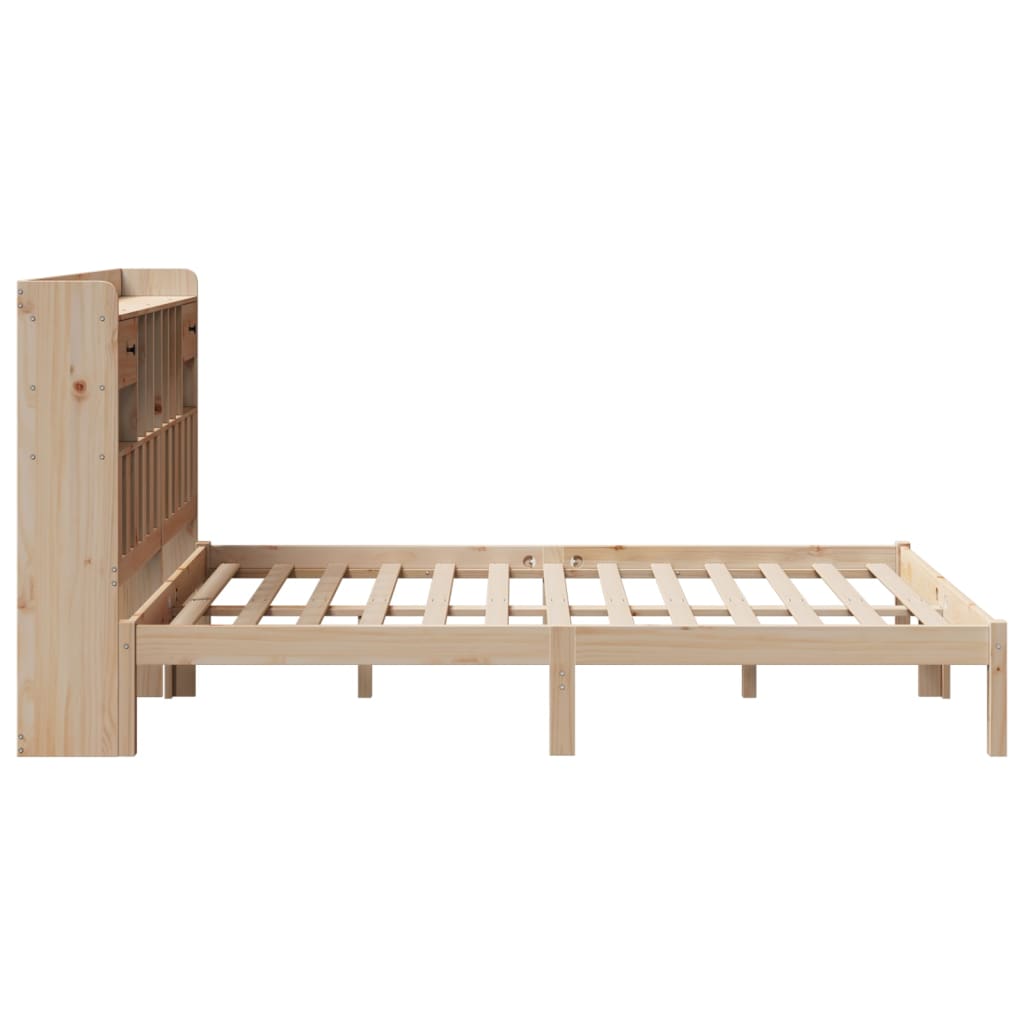 Bookcase Bed without Mattress 140x190 cm Solid Wood Pine