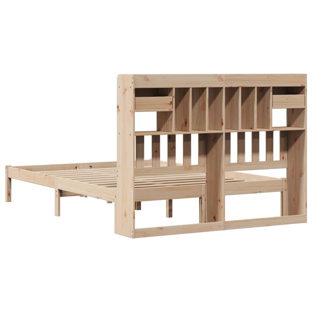 Bookcase Bed without Mattress 140x190 cm Solid Wood Pine