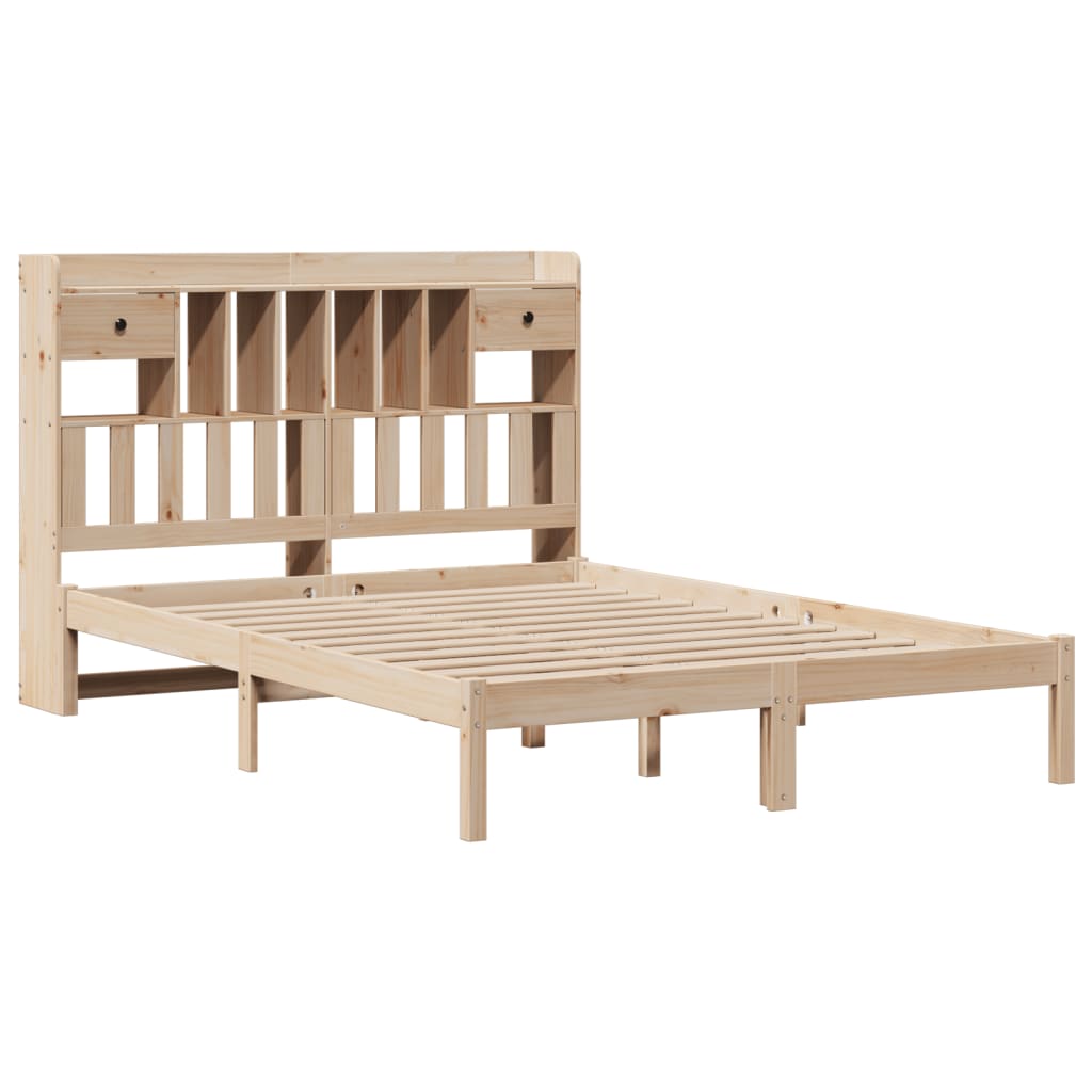 Bookcase Bed without Mattress 150x200 cm King Solid Wood Pine
