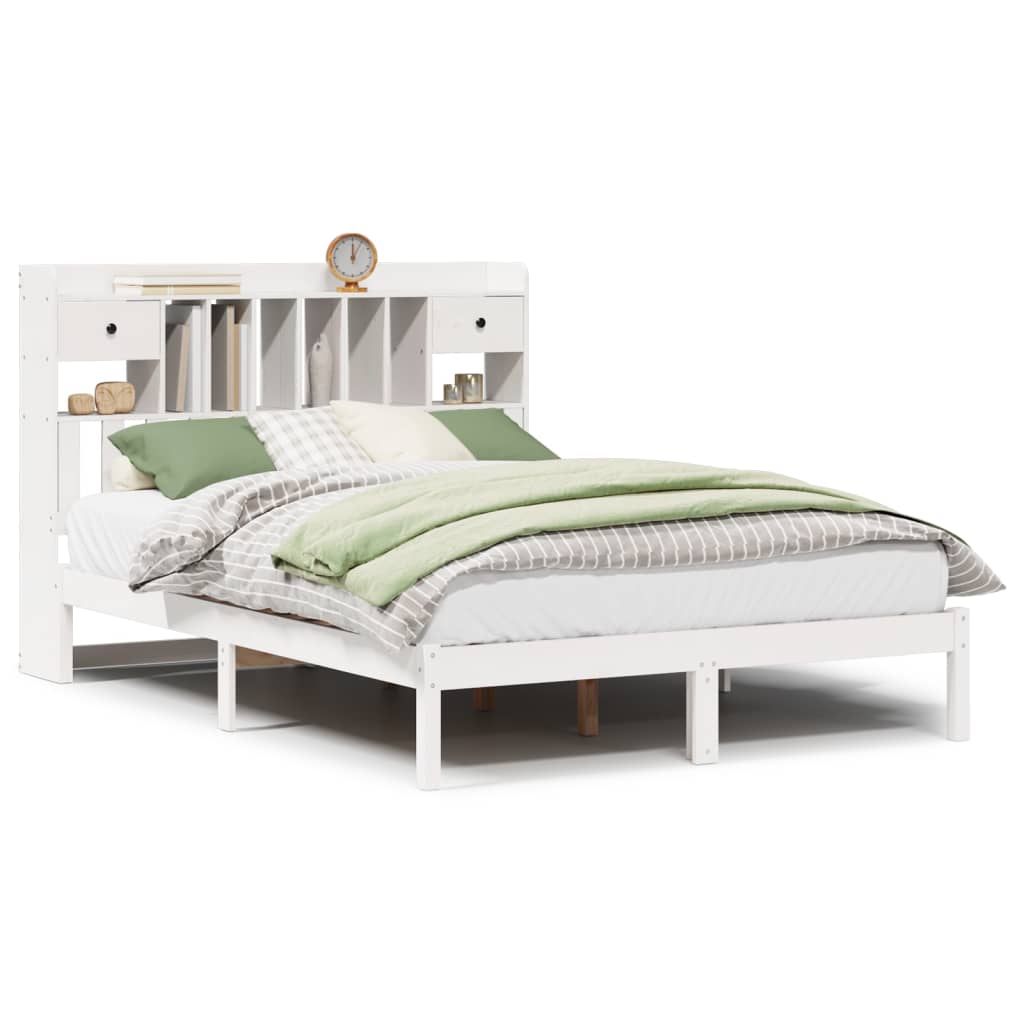 Bookcase Bed without Mattress White 160x200 cm Solid Wood Pine
