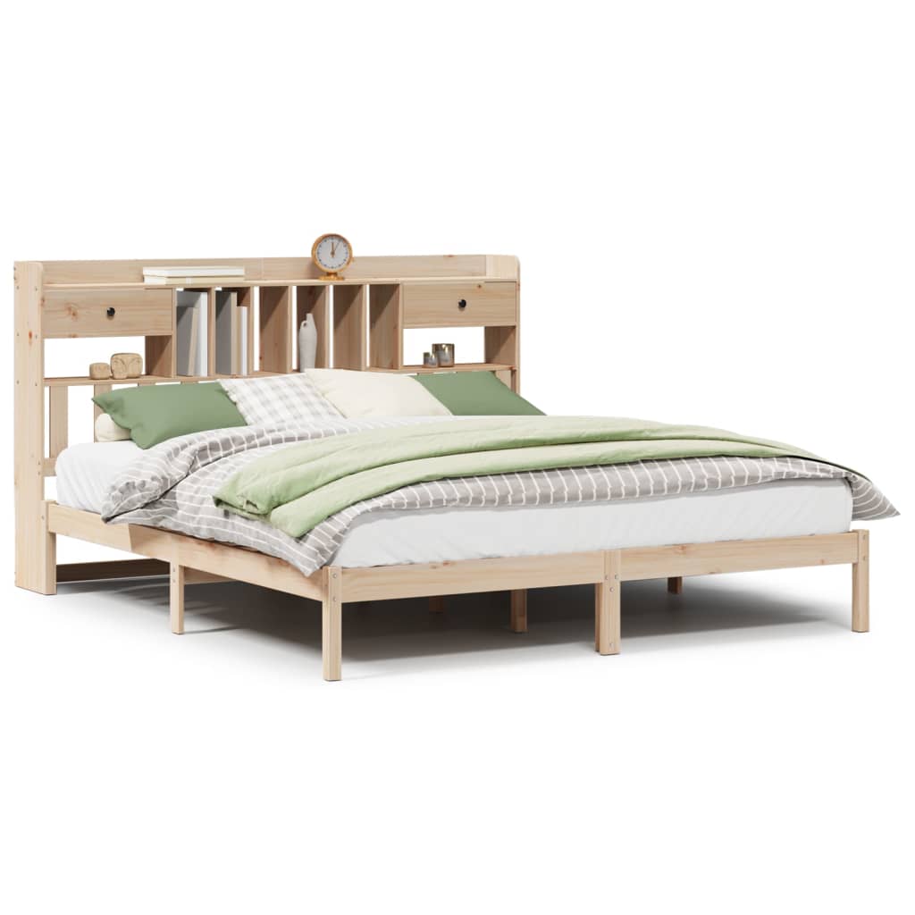 Bookcase Bed without Mattress 180x200 cm Super King Solid Wood Pine