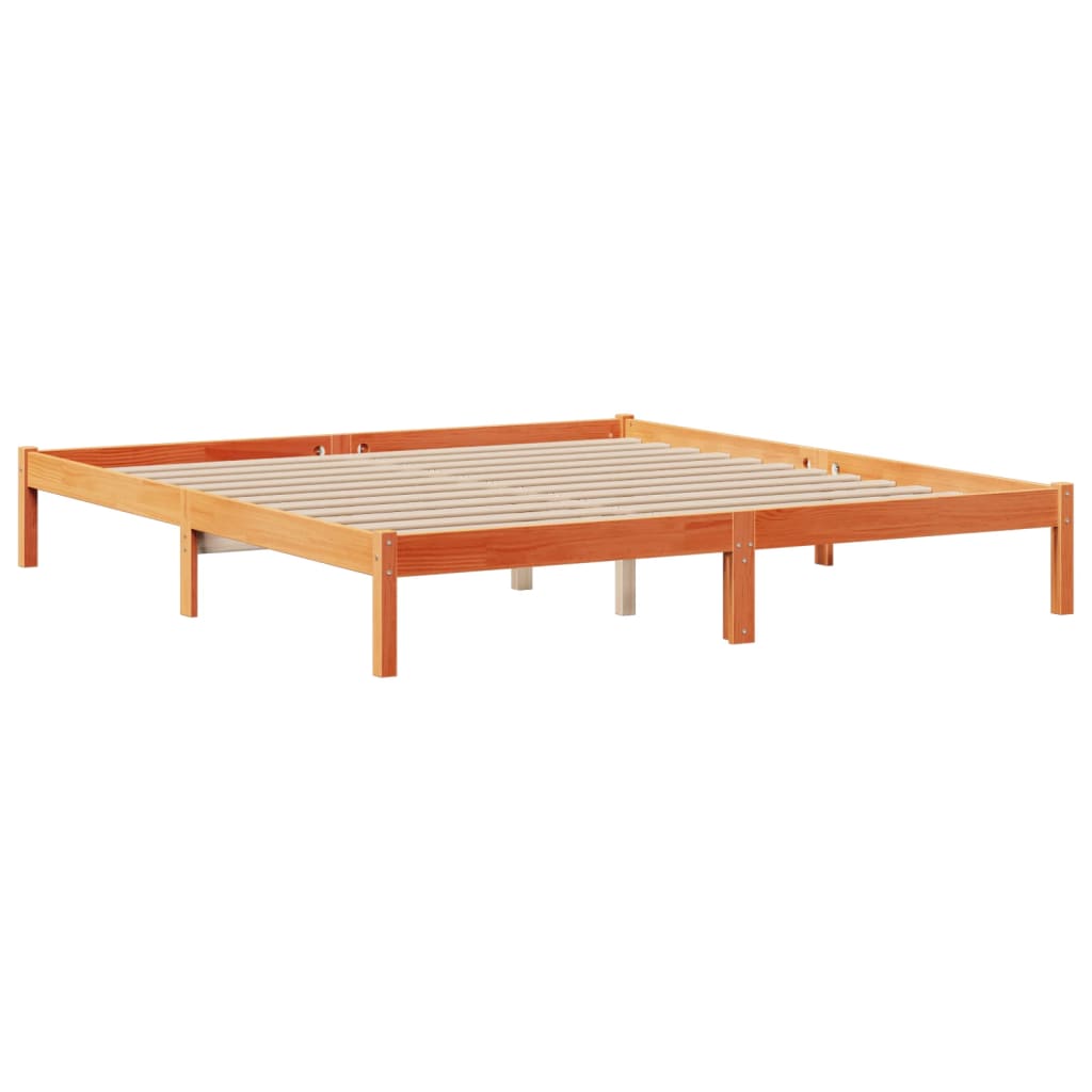 Bookcase Bed without Mattress Wax Brown 200x200 cm Solid Wood Pine