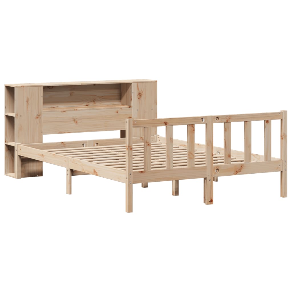 Bookcase Bed without Mattress 140x200 cm Solid Wood Pine