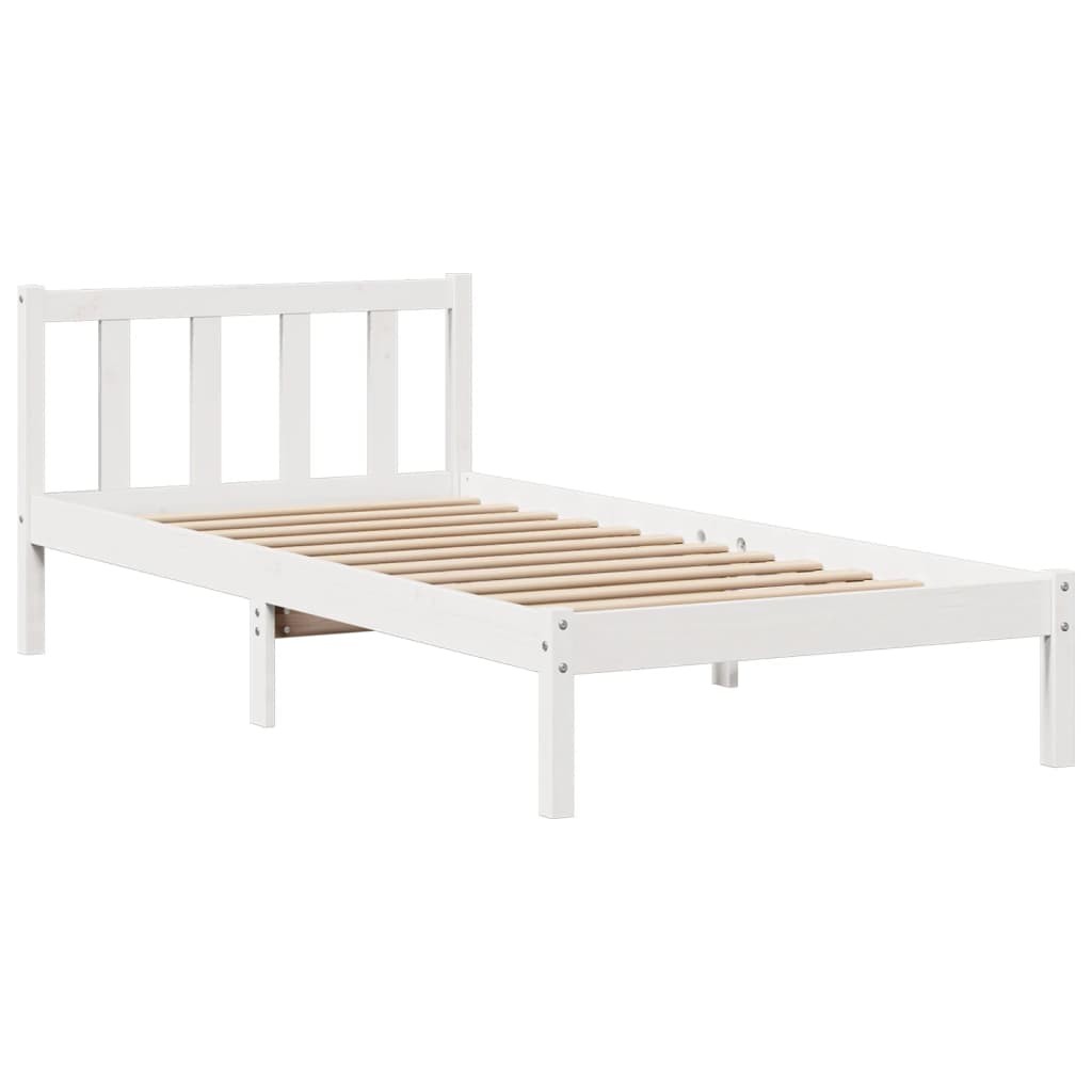 Bookcase Bed without Mattress White 90x200 cm Solid Wood Pine