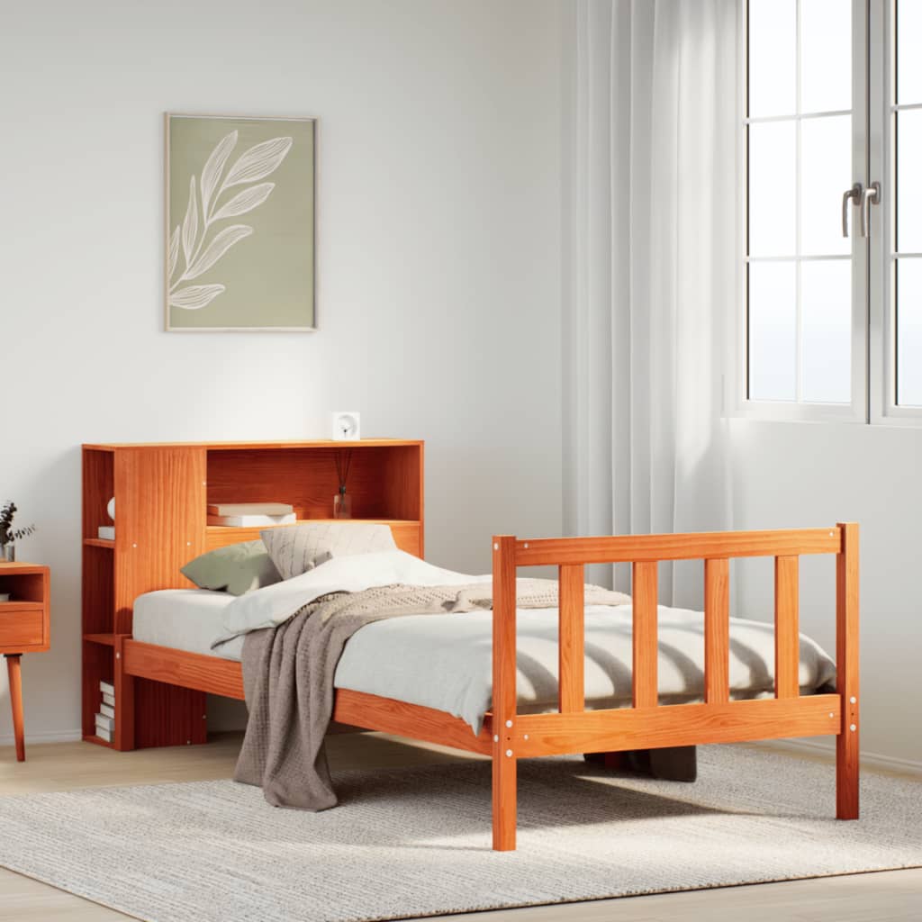 Bookcase Bed without Mattress Wax Brown 75x190 cm Small Single Solid Wood Pine