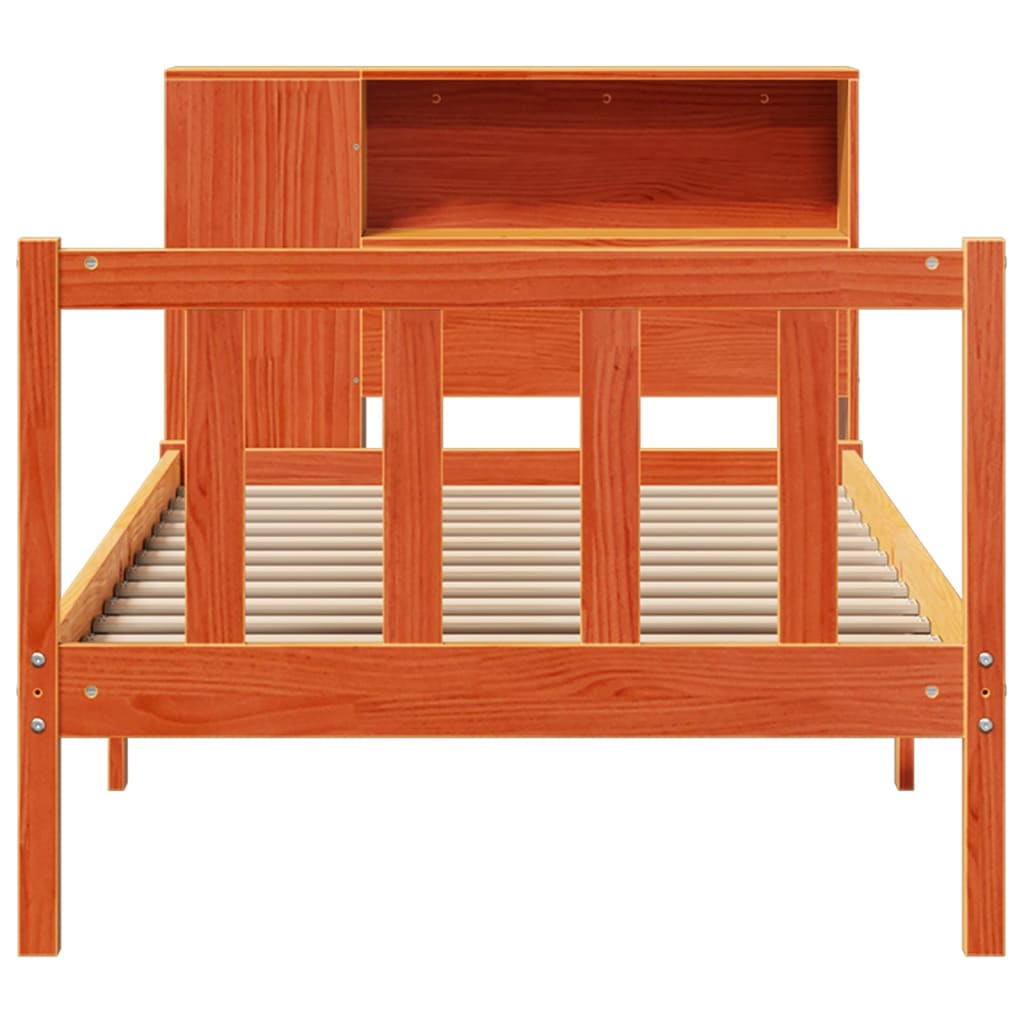 Bookcase Bed without Mattress Wax Brown 100x200 cm Solid Wood Pine