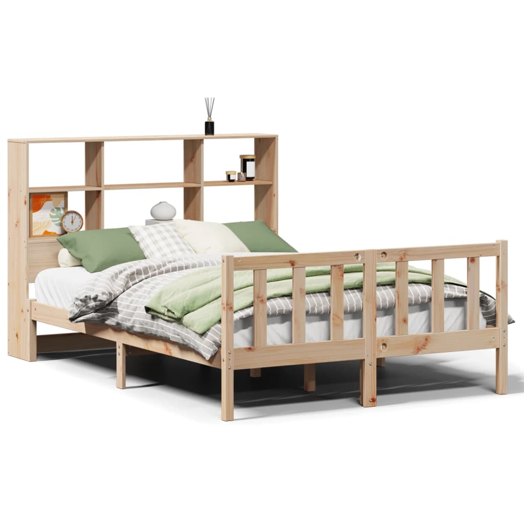 Bookcase Bed without Mattress 140x190 cm Solid Wood Pine