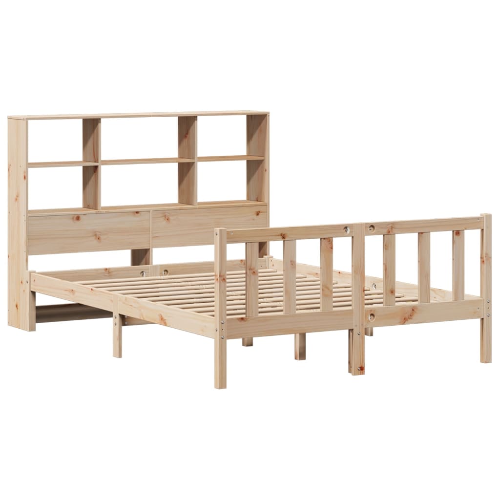 Bookcase Bed without Mattress 140x190 cm Solid Wood Pine