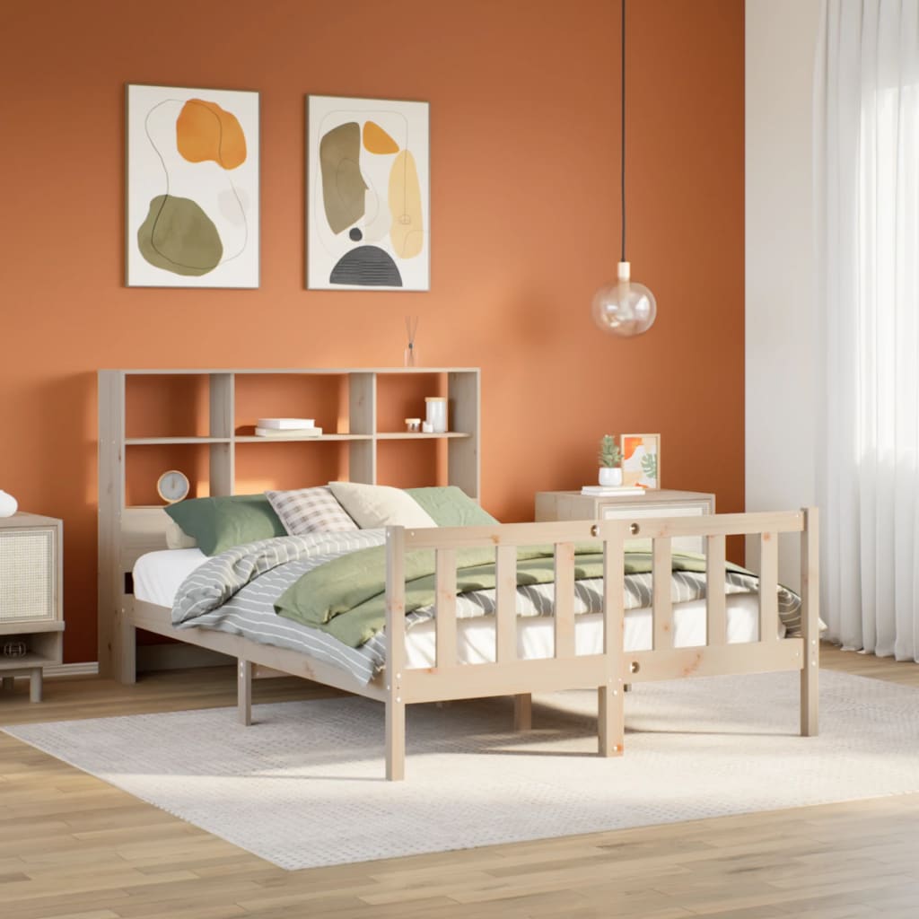 Bookcase Bed without Mattress 140x190 cm Solid Wood Pine