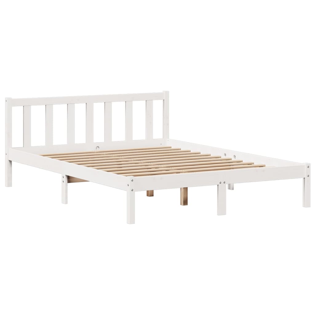 Bookcase Bed without Mattress White 140x190 cm Solid Wood Pine