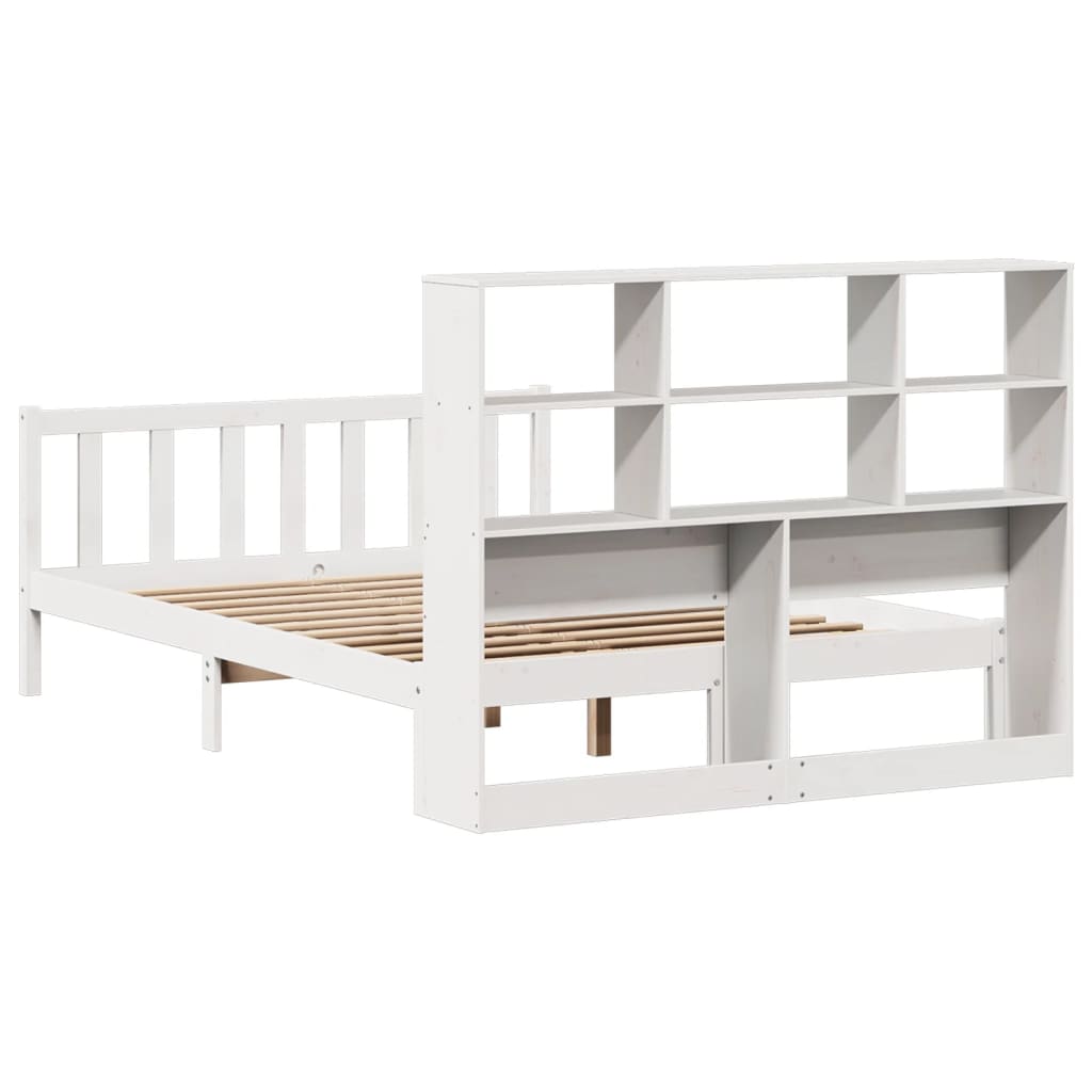 Bookcase Bed without Mattress White 140x190 cm Solid Wood Pine