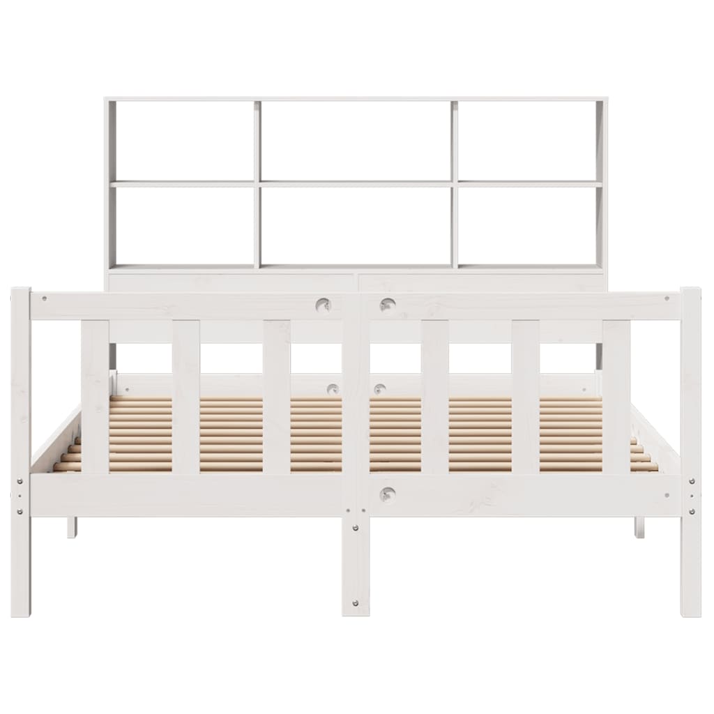 Bookcase Bed without Mattress White 120x200 cm Solid Wood Pine