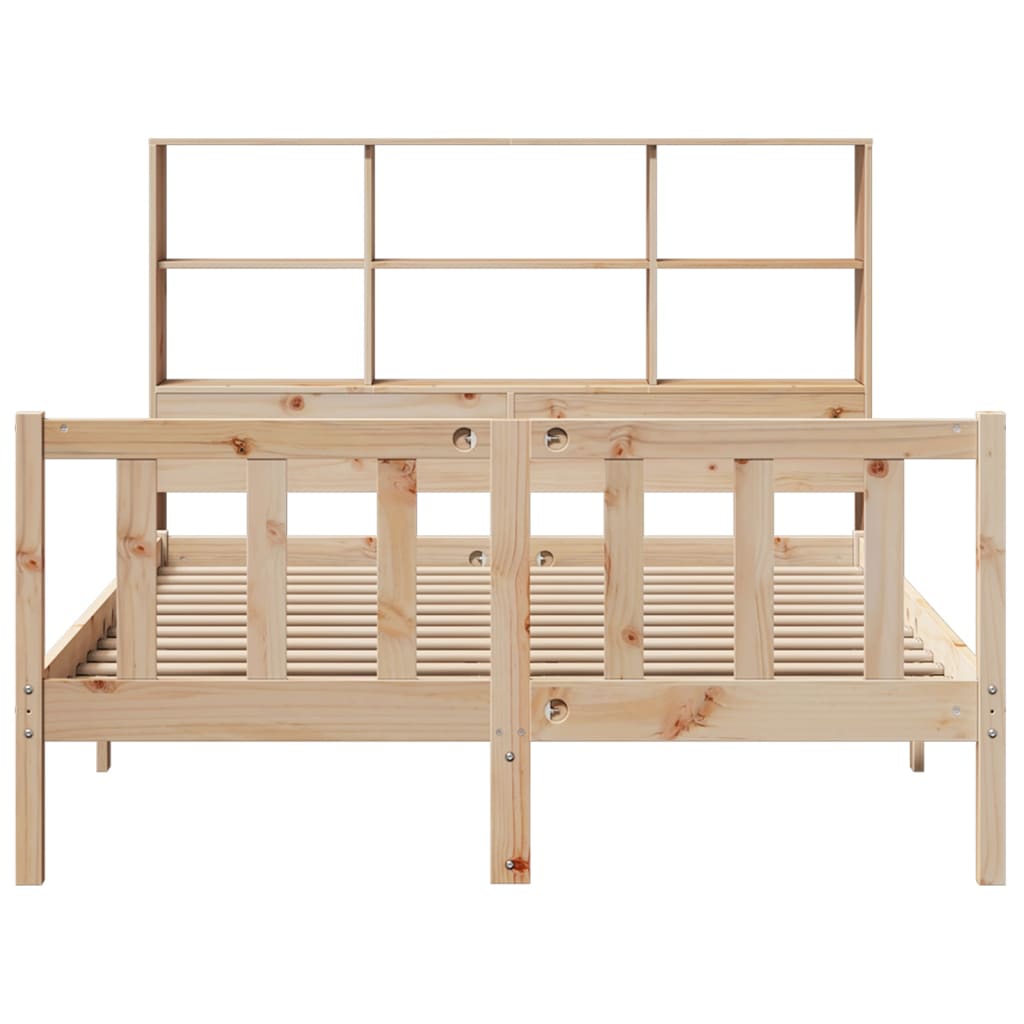 Bookcase Bed without Mattress 140x200 cm Solid Wood Pine