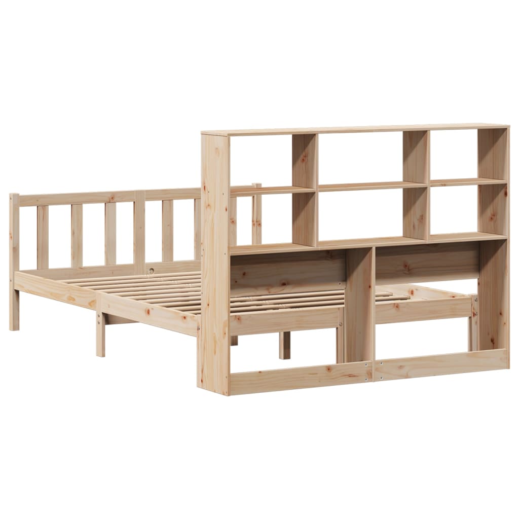 Bookcase Bed without Mattress 140x200 cm Solid Wood Pine