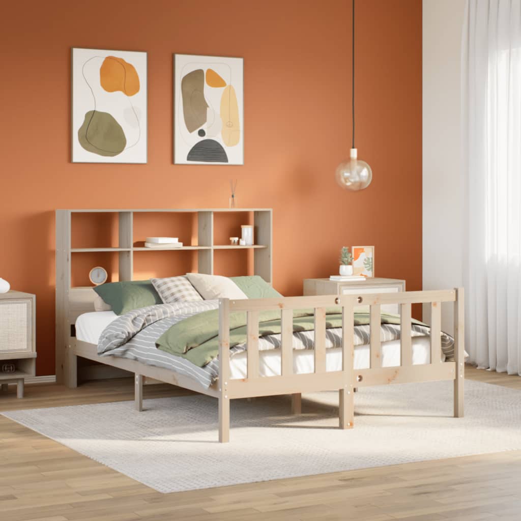 Bookcase Bed without Mattress 140x200 cm Solid Wood Pine