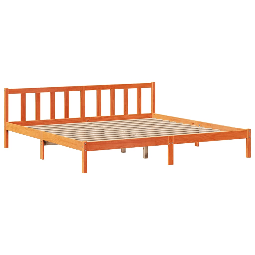 Bookcase Bed without Mattress Wax Brown 180x200 cm Super King Solid Wood Pine