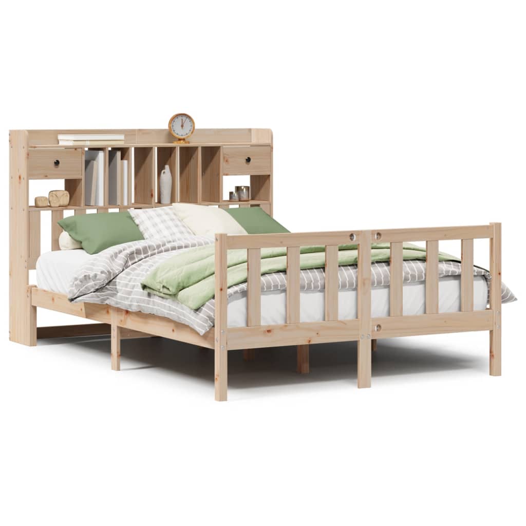 Bookcase Bed without Mattress 150x200 cm King Solid Wood Pine