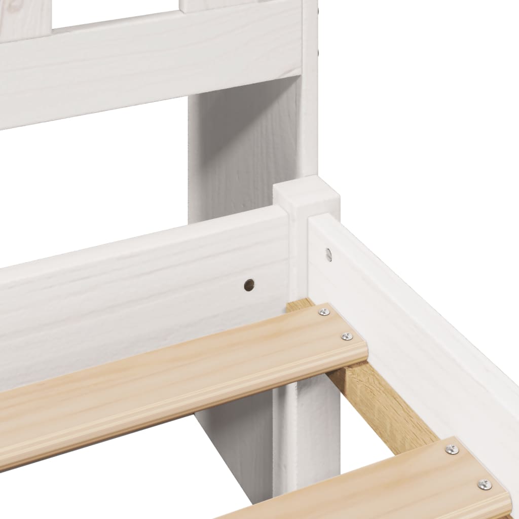 Bookcase Bed without Mattress White 150x200 cm King Solid Wood Pine