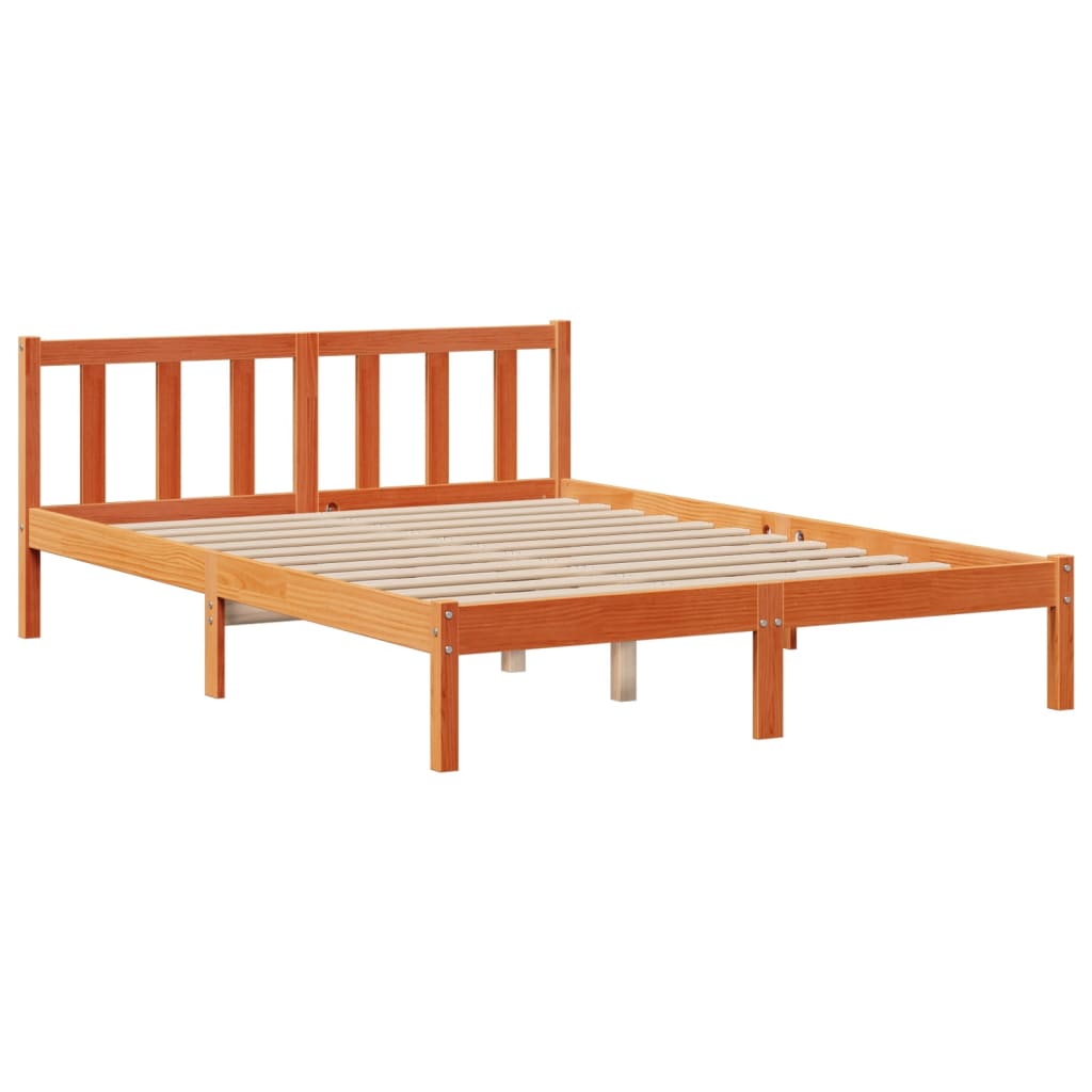 Bookcase Bed without Mattress Wax Brown 140x190 cm Solid Wood Pine