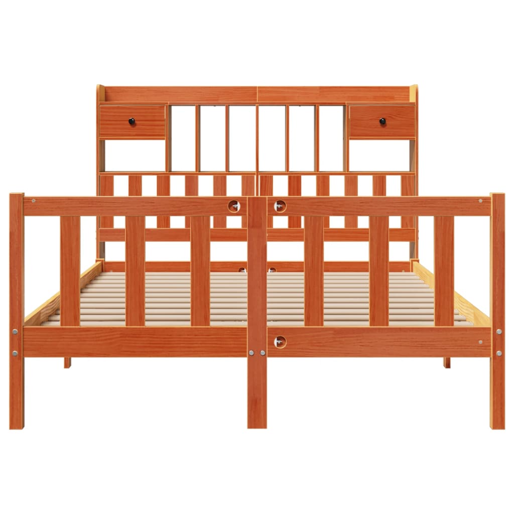 Bookcase Bed without Mattress Wax Brown 140x200 cm Solid Wood Pine