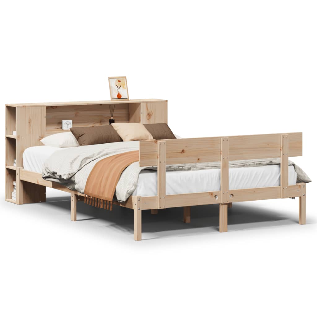Bookcase Bed without Mattress 120x190 cm Small Double Solid Wood Pine