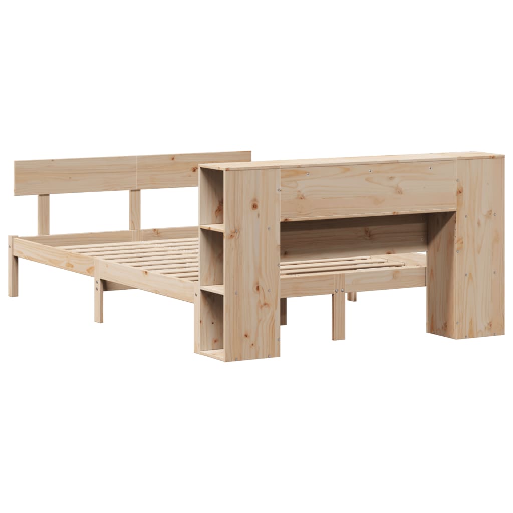 Bookcase Bed without Mattress 120x190 cm Small Double Solid Wood Pine