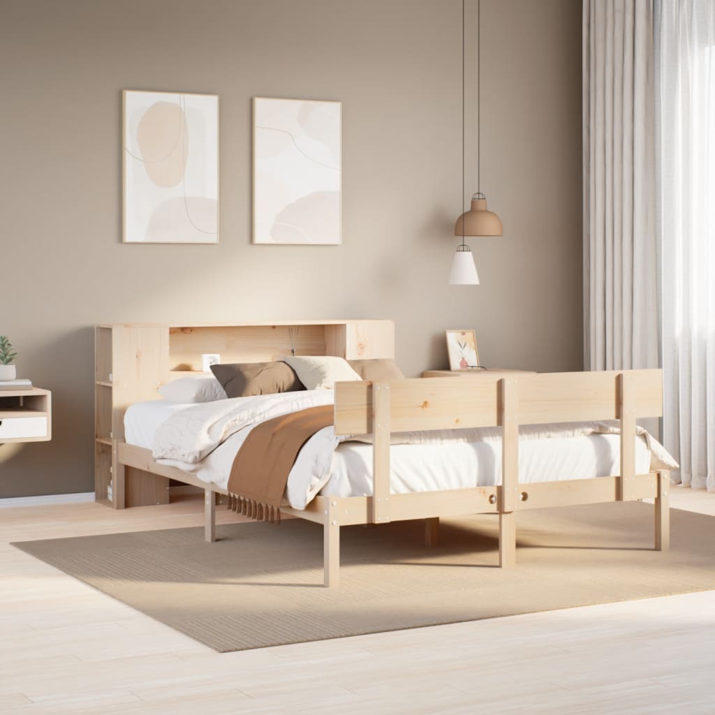 Bookcase Bed without Mattress 120x190 cm Small Double Solid Wood Pine