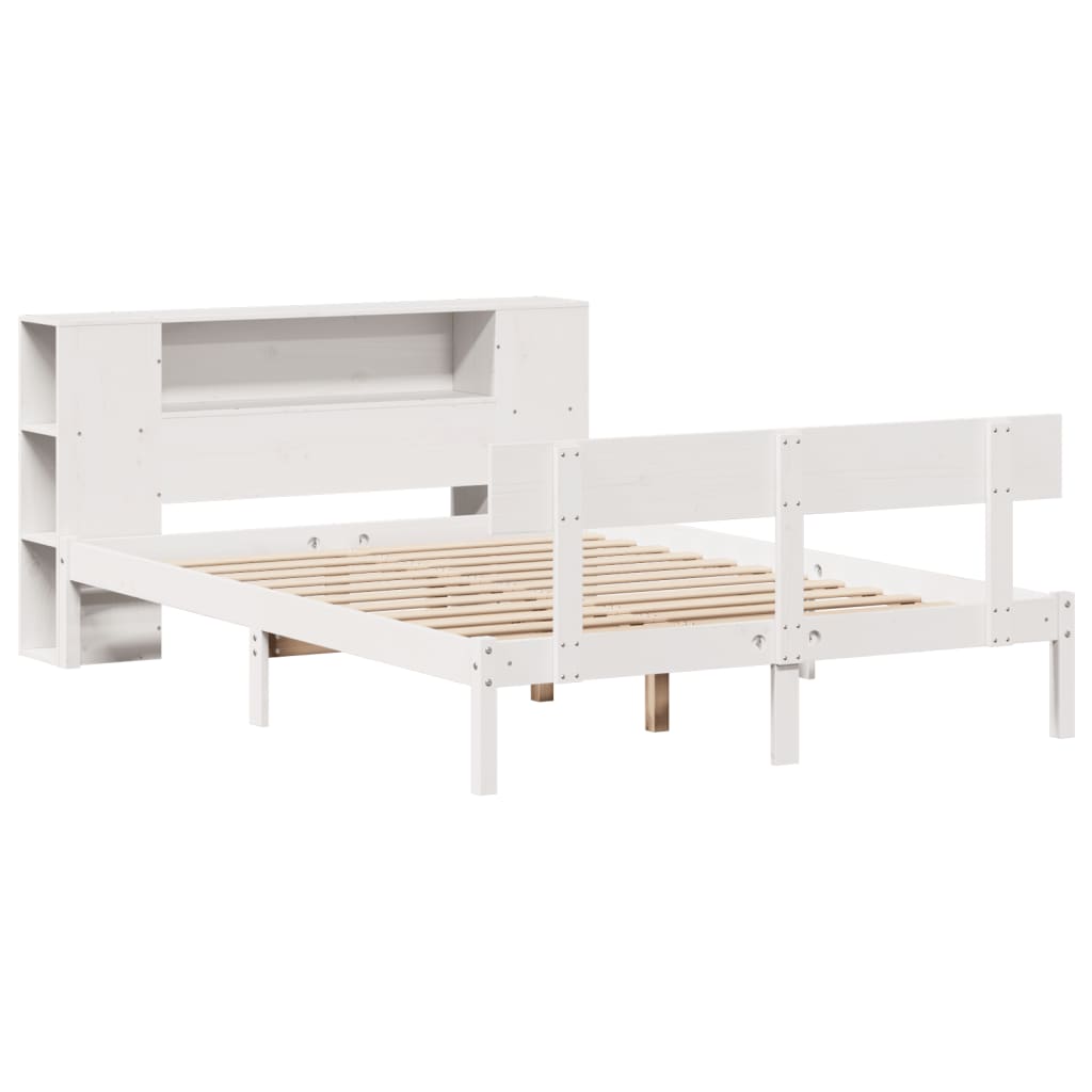 Bookcase Bed without Mattress White 140x190 cm Solid Wood Pine
