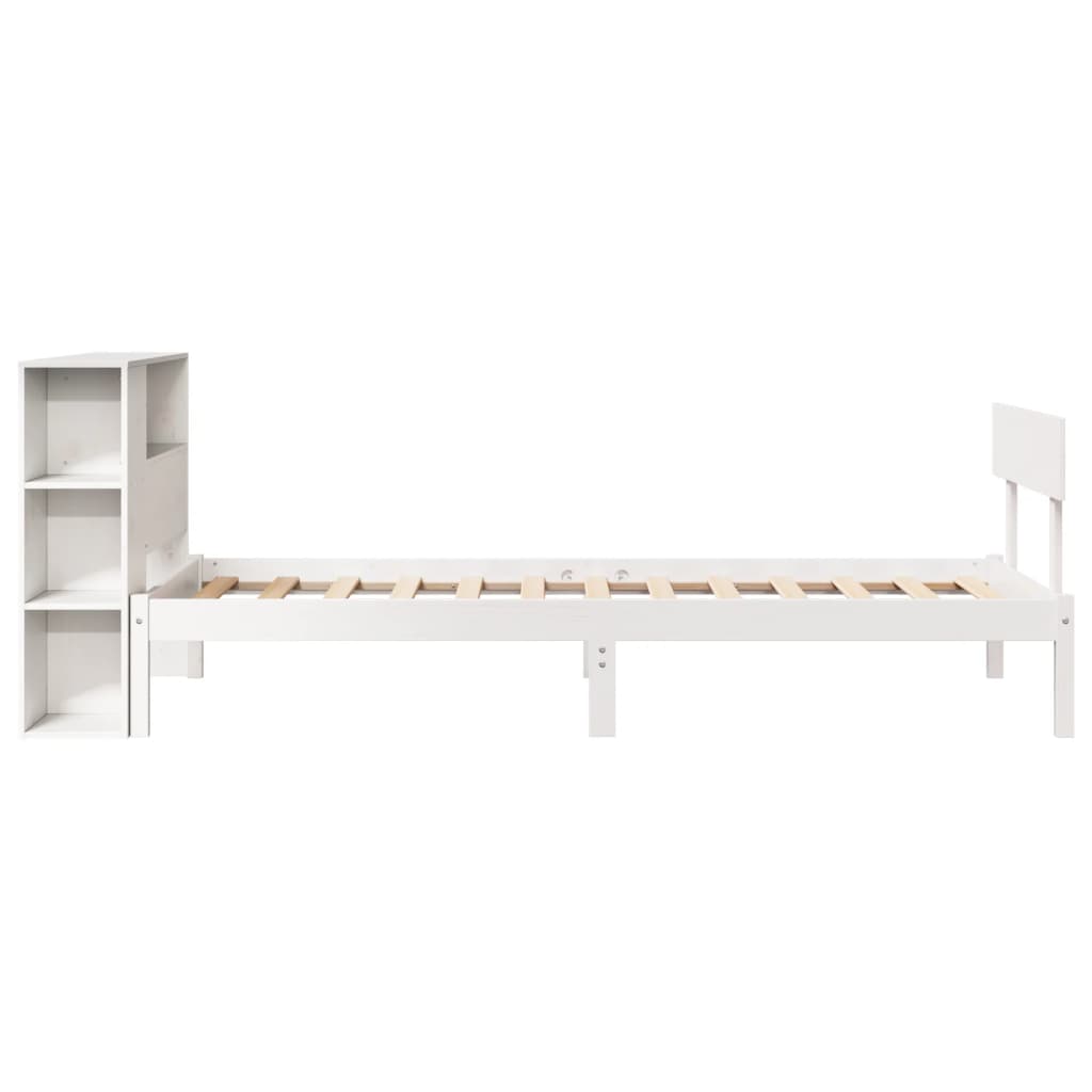 Bookcase Bed without Mattress White 75x190 cm Small Single Solid Wood Pine