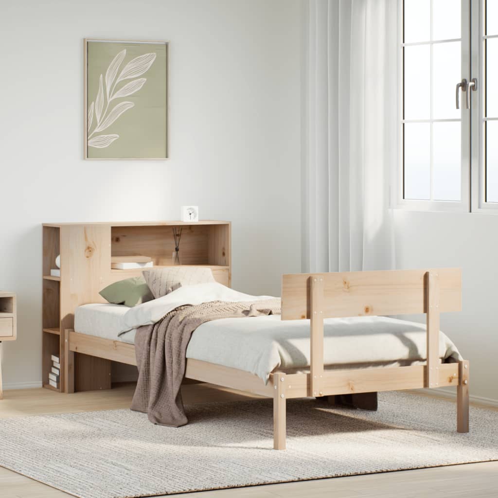 Bookcase Bed without Mattress 90x200 cm Solid Wood Pine
