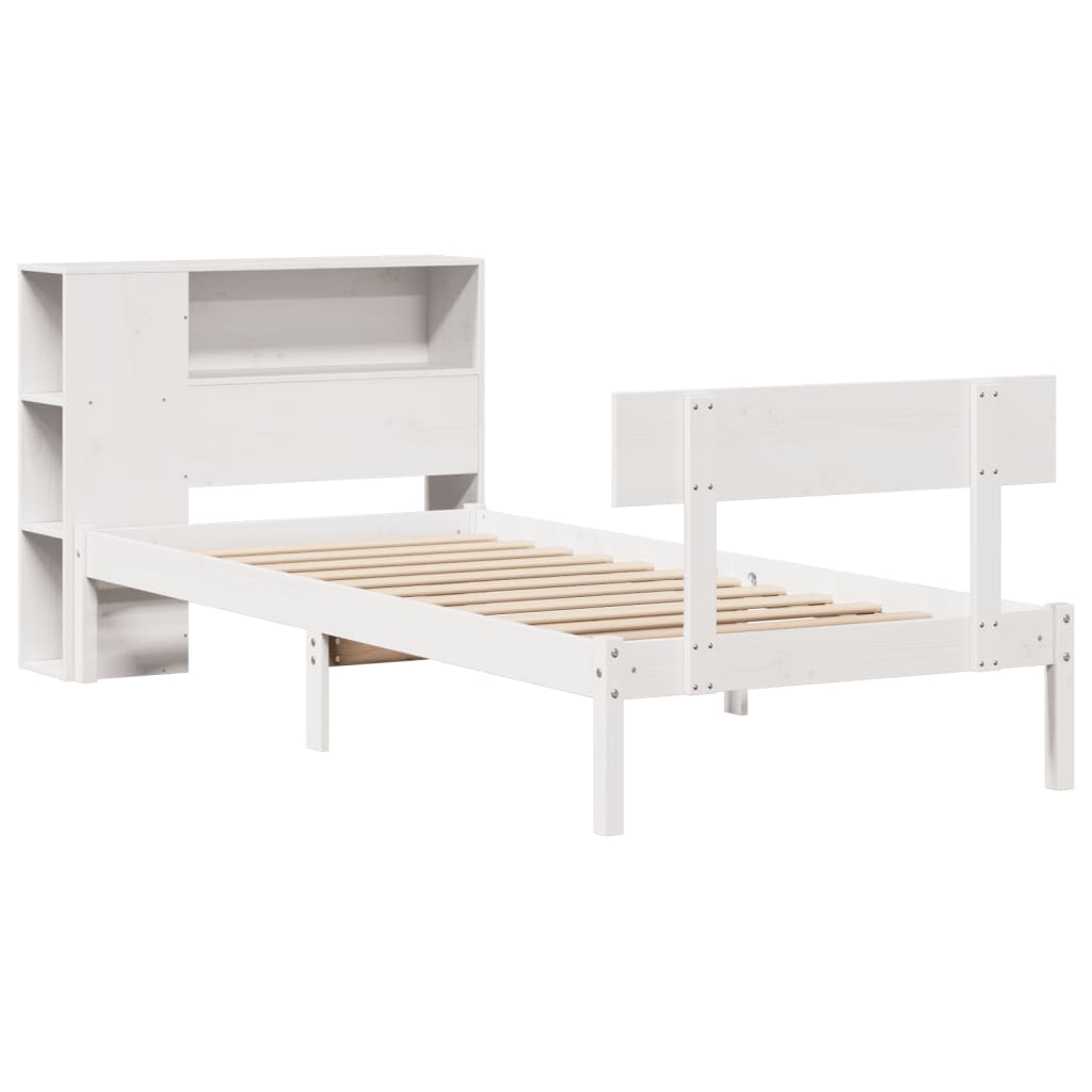 Bookcase Bed without Mattress White 90x200 cm Solid Wood Pine