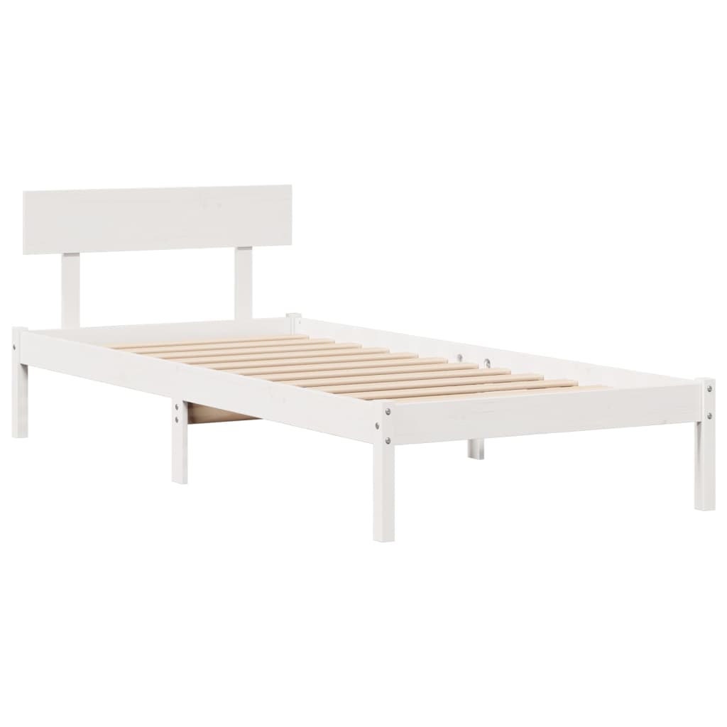 Bookcase Bed without Mattress White 90x200 cm Solid Wood Pine