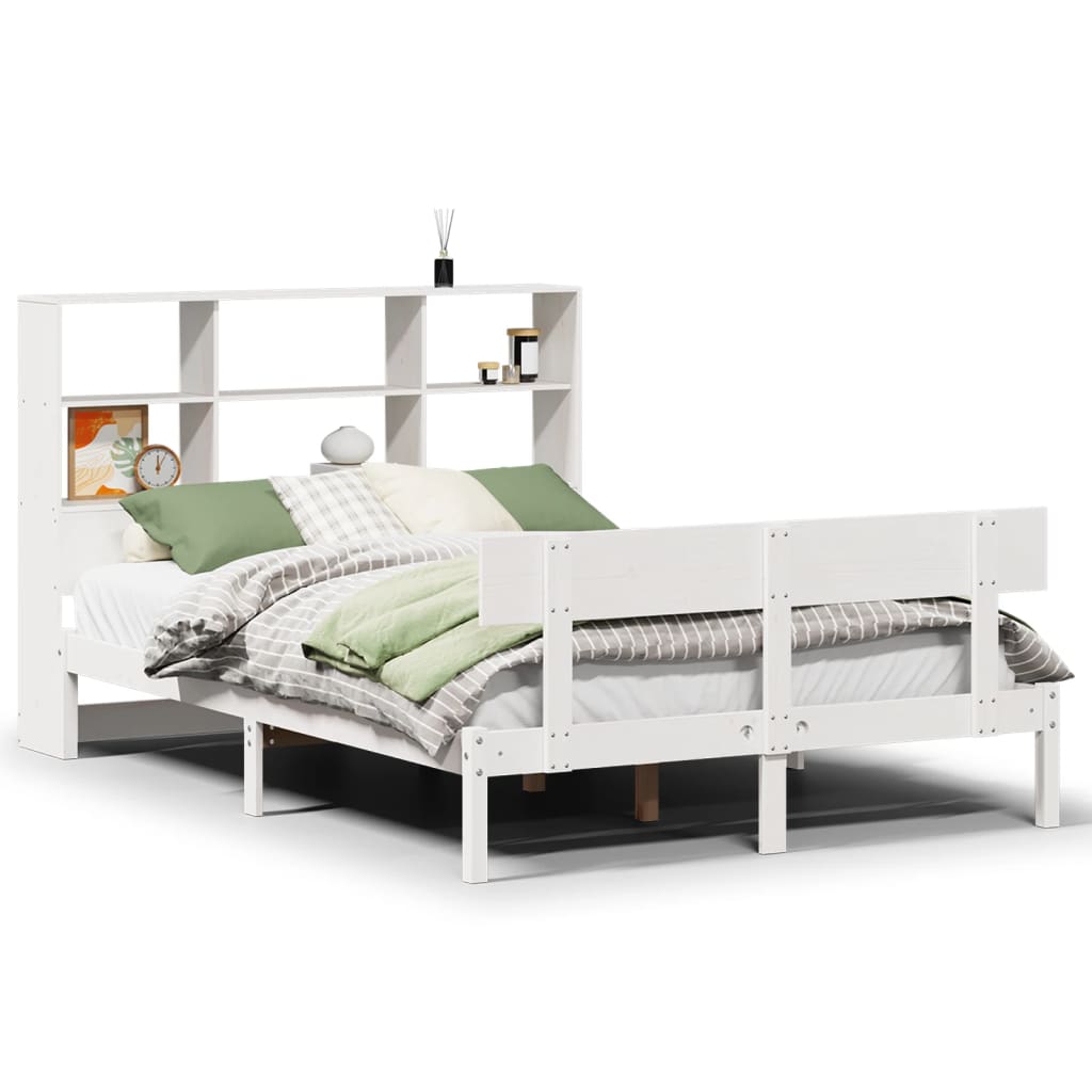 Bookcase Bed without Mattress White 120x190 cm Small Double Solid Wood Pine