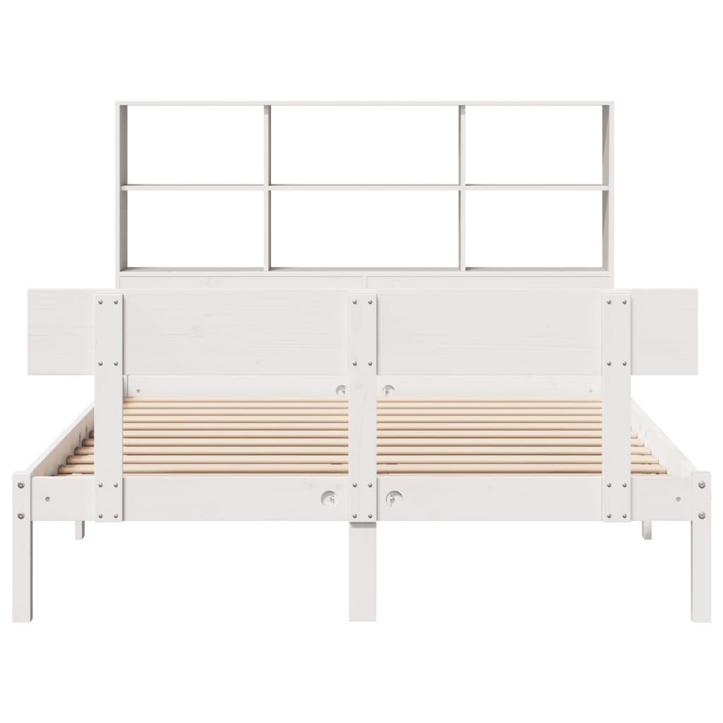 Bookcase Bed without Mattress White 120x190 cm Small Double Solid Wood Pine