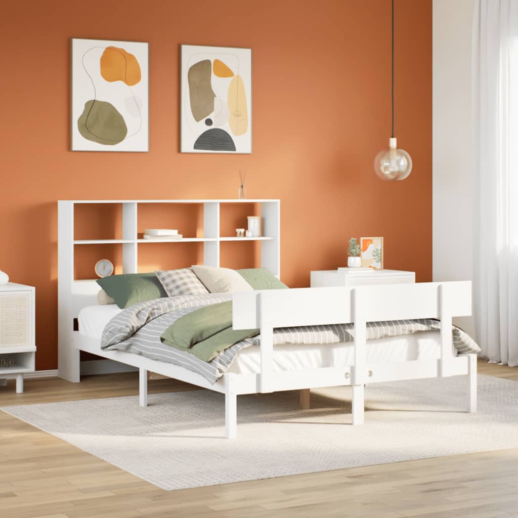 Bookcase Bed without Mattress White 120x190 cm Small Double Solid Wood Pine