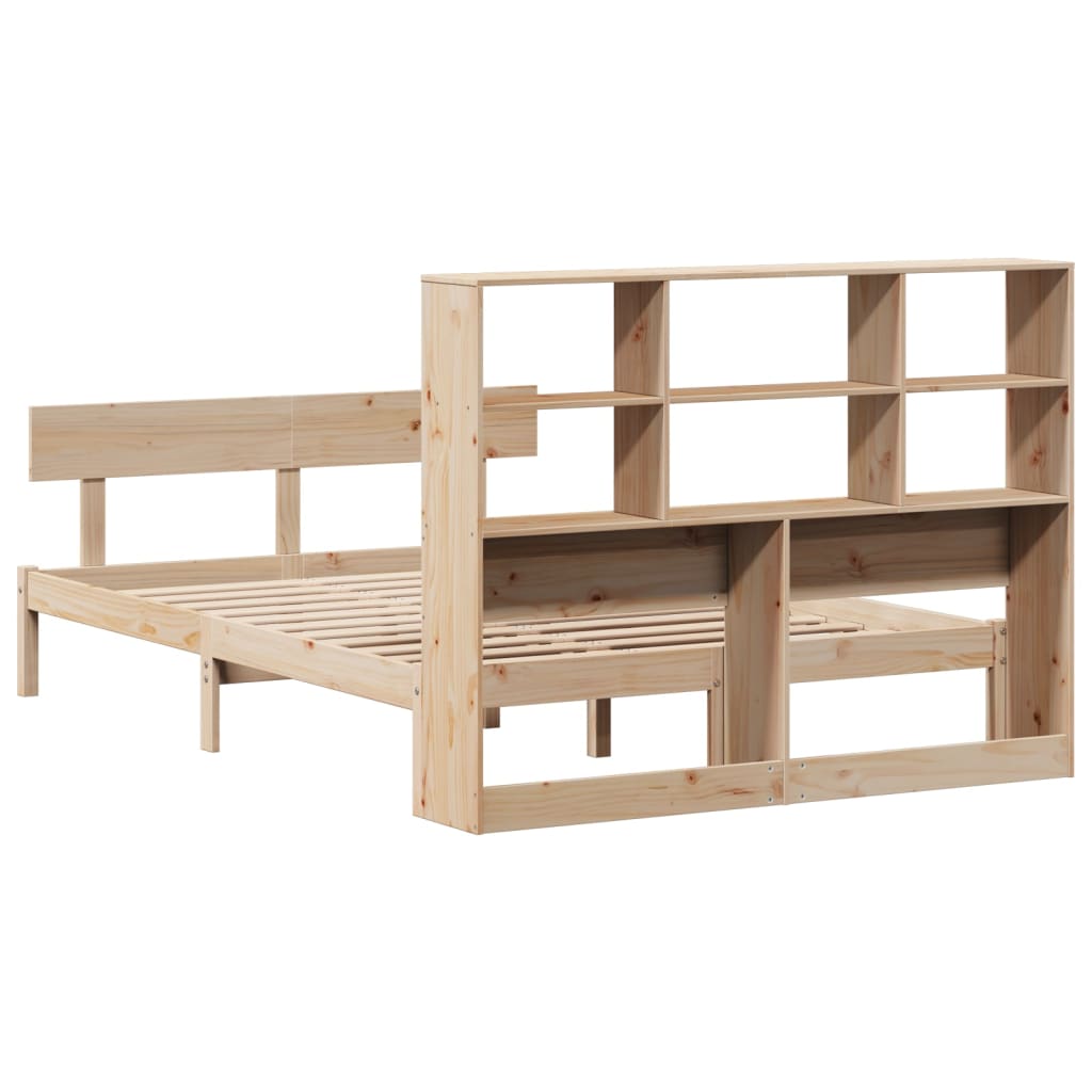 Bookcase Bed without Mattress 140x190 cm Solid Wood Pine